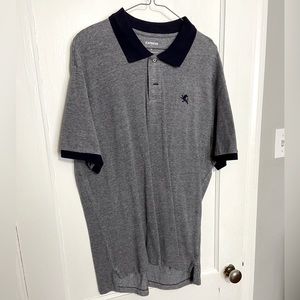 Express 100% Cotton Gray/Navy Blue Polo - Size Large